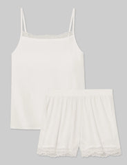 Women's Second Skin Luxe Rib Lace Cami & Short Set